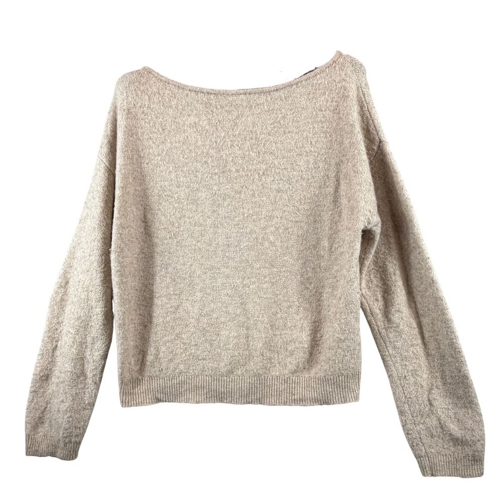 Abercrombie & Fitch Womens M Merino Wool Blend Boat Neck Sweater Oatmeal Preppy
